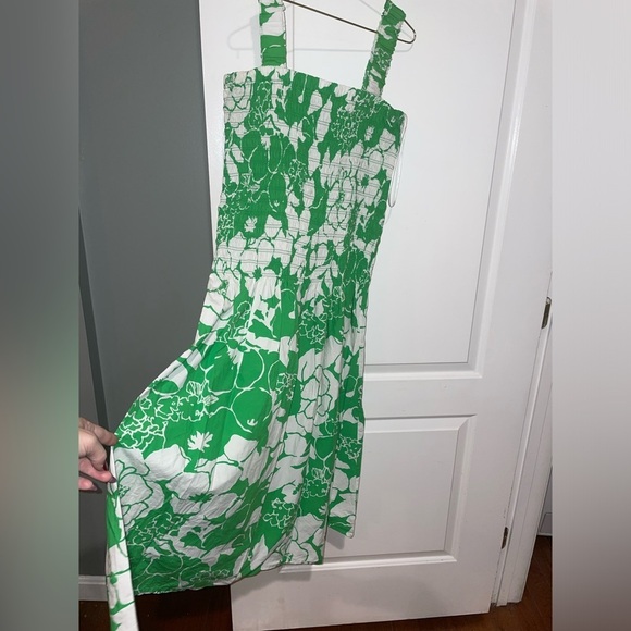 NWOT RAILS Seville Green Lotus Smocked Drop Waist Midi Dress 💚 Large - Picture 12 of 16